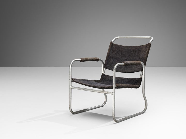 Bas Van Pelt Tubular Armchair in Original Grey Sisal