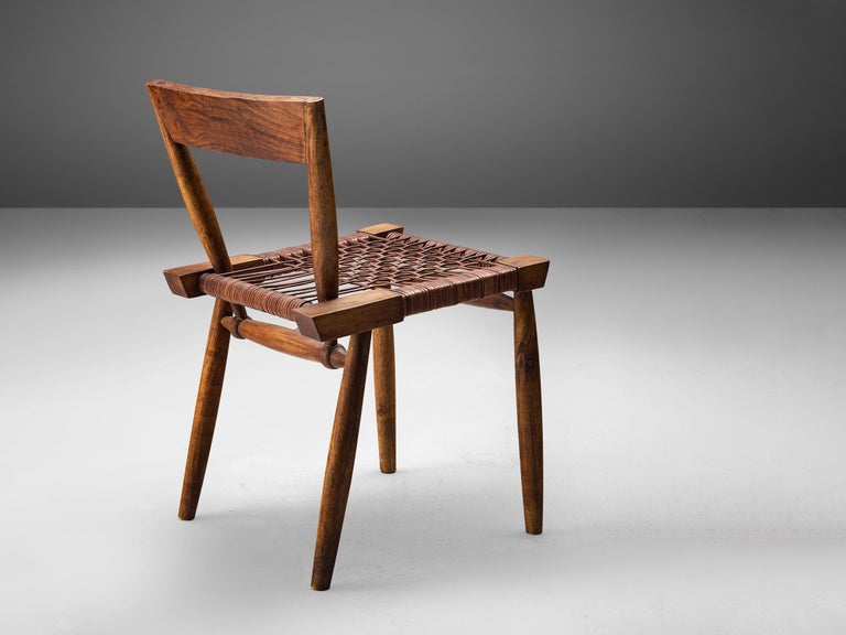 Woven leather side online chair