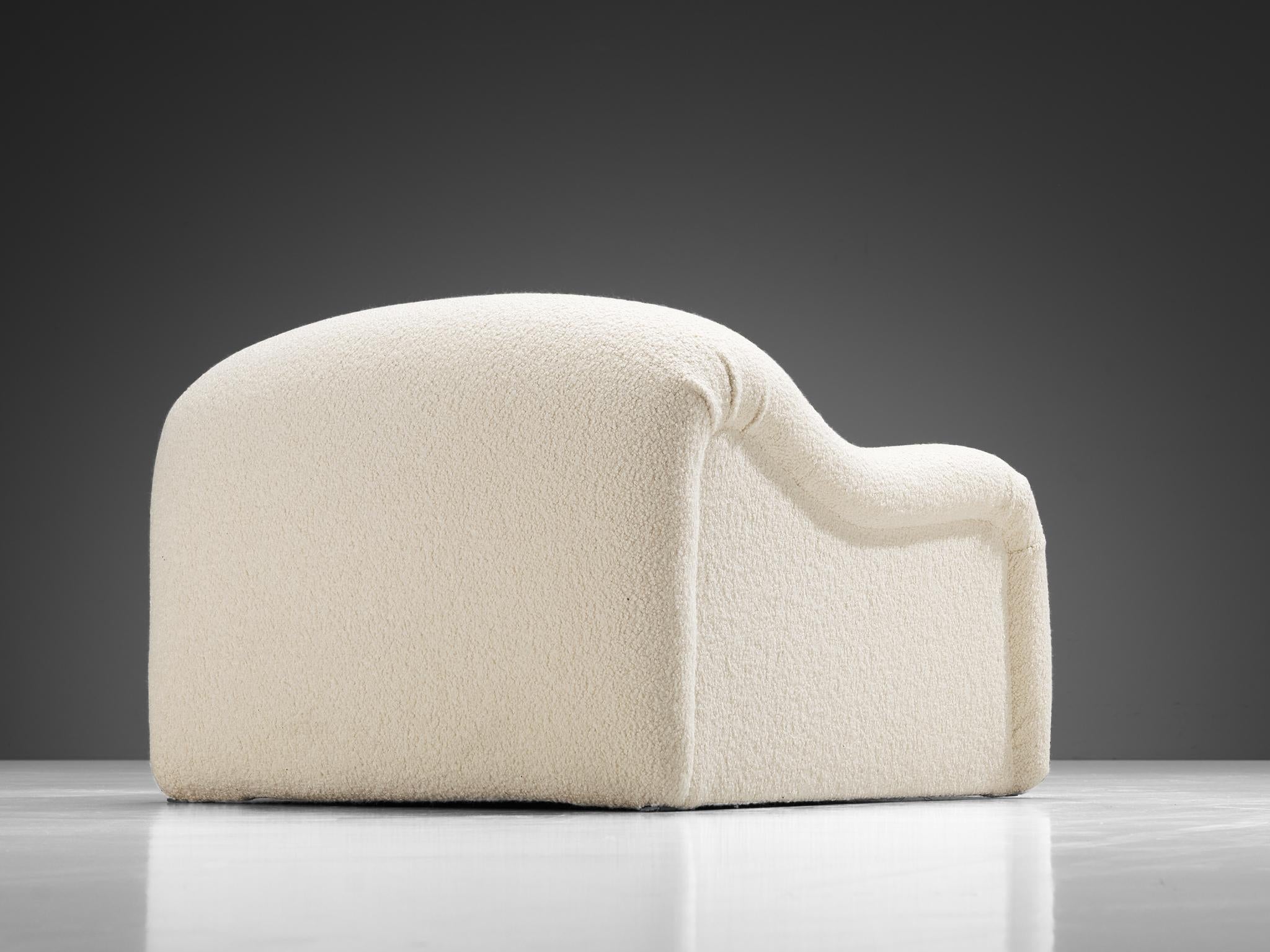 Emilio Guarnacci for 1P 'Ecuba' Lounge Chair in White Bouclé