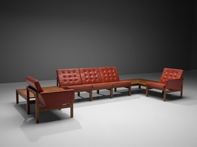 Ole Gjerløv-Knudsen for France & Søn Living Room Set in Red Leather