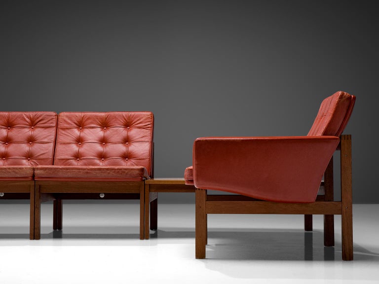 Ole Gjerløv-Knudsen for France & Søn Living Room Set in Red Leather