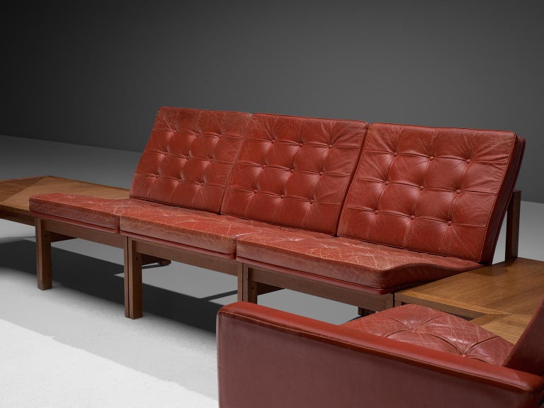 Ole Gjerløv-Knudsen for France & Søn Living Room Set in Red Leather