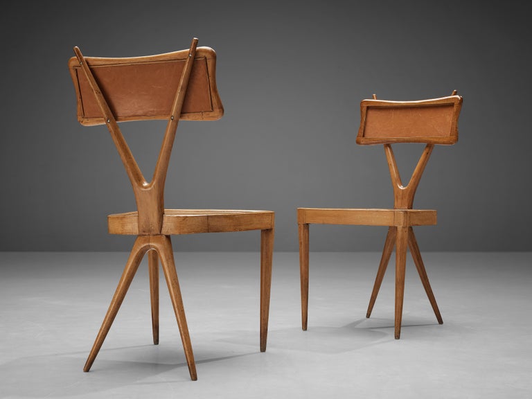 Gianni Vigorelli Pair of Italian Dining Chairs with Crossed Backrests