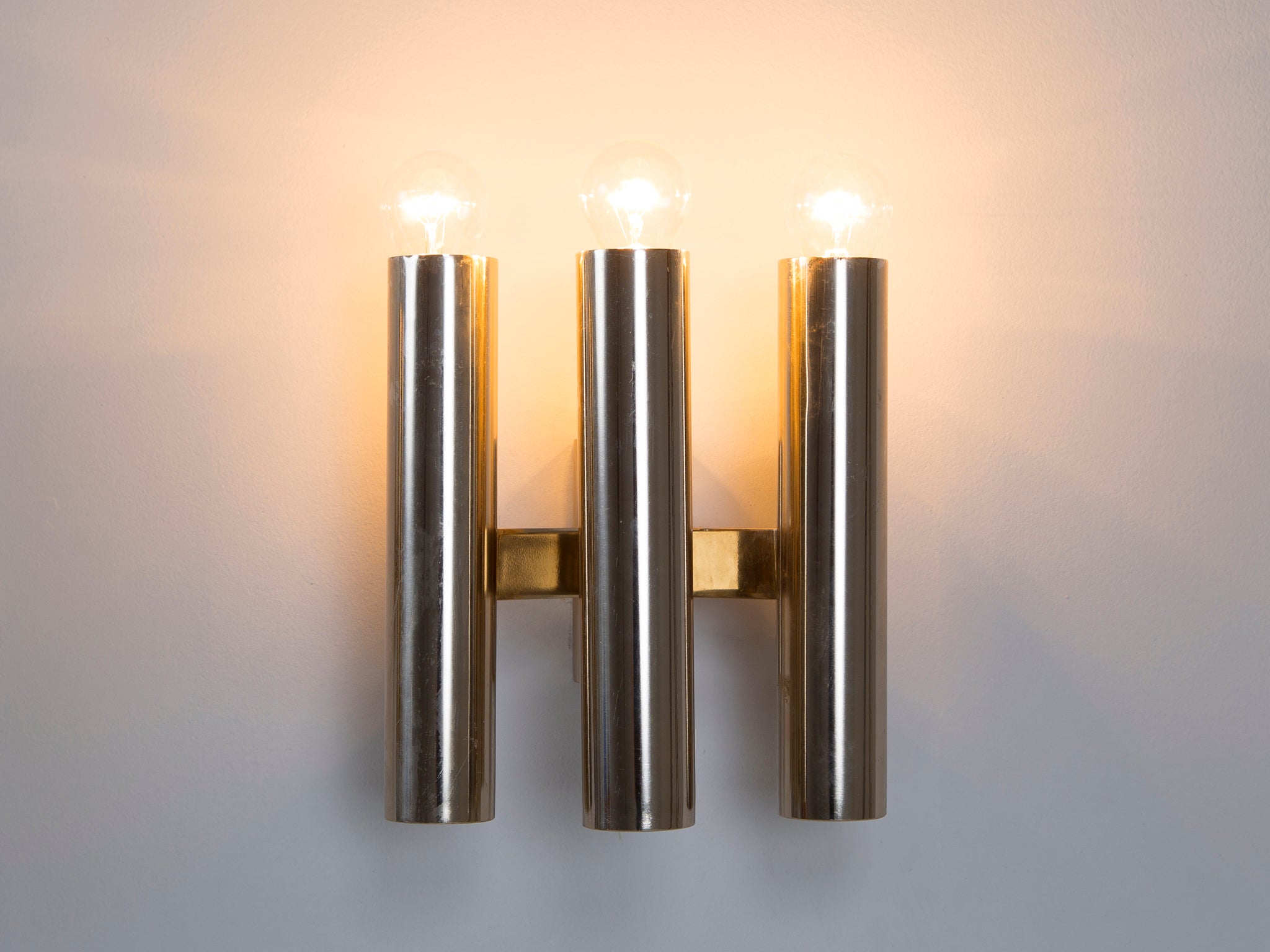 Modern Wall Light with Tubes in Chrome