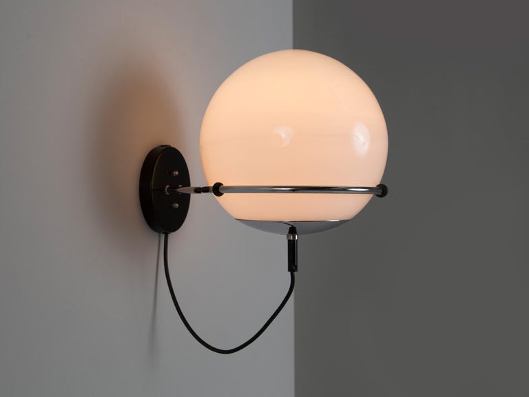 Globe-Shaped Wall Light in Opaline Glass