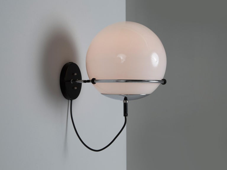 Globe-Shaped Wall Light in Opaline Glass