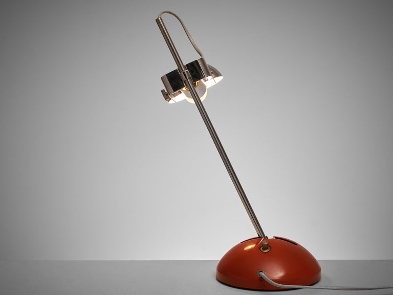 Robert Sonneman for Luci Cinisello Table Lamp Model 395 in Chrome and Red Metal