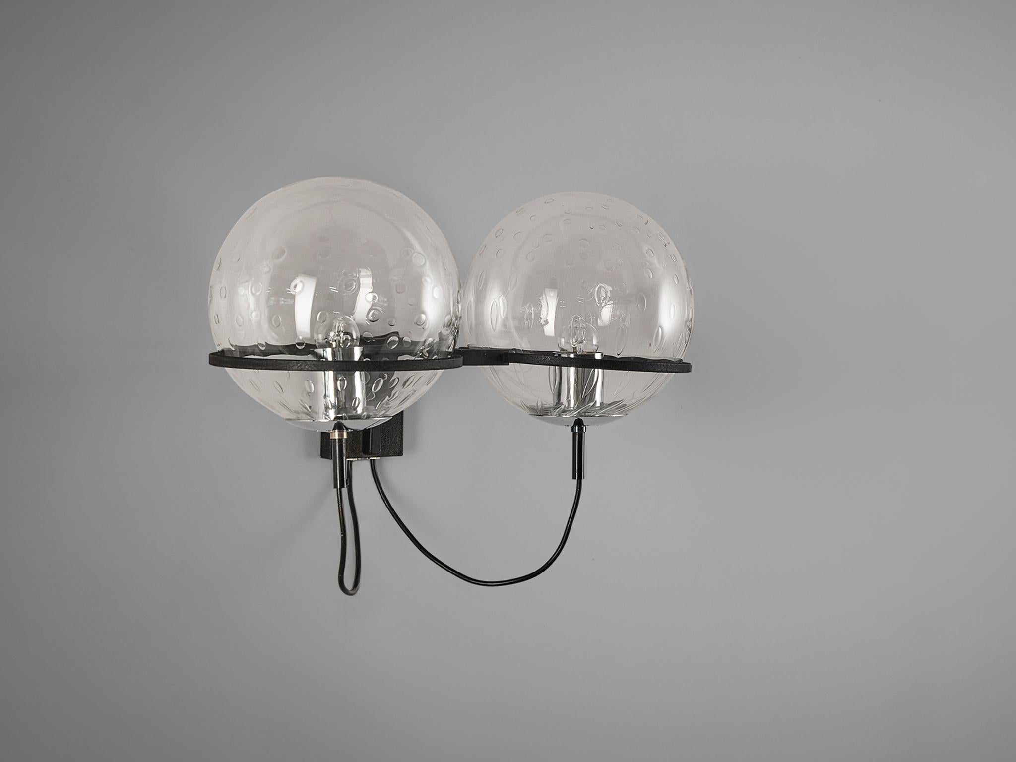 RAAK Wall Light in Chrome and Structured Glass