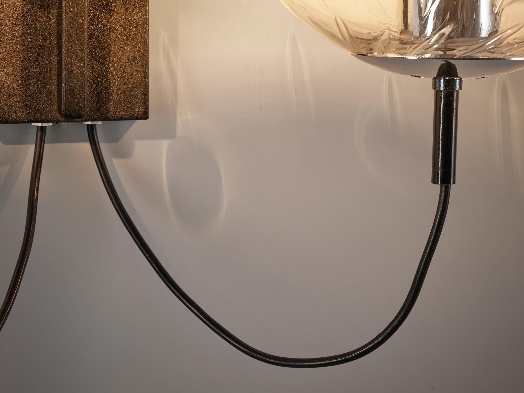 RAAK Wall Light in Chrome and Structured Glass