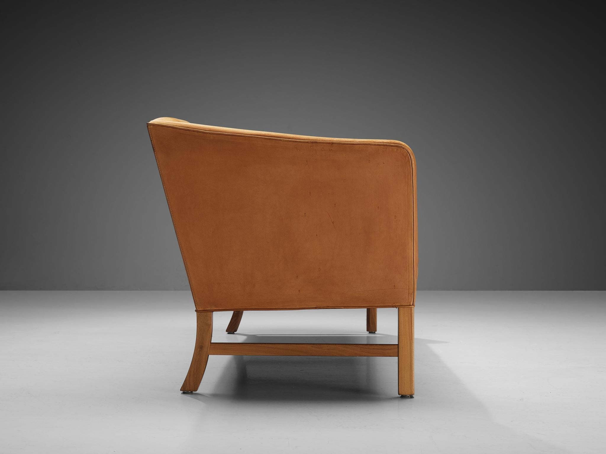 Ole Wanscher for A.J. Iverseren Sofa in Camel Leather and Walnut