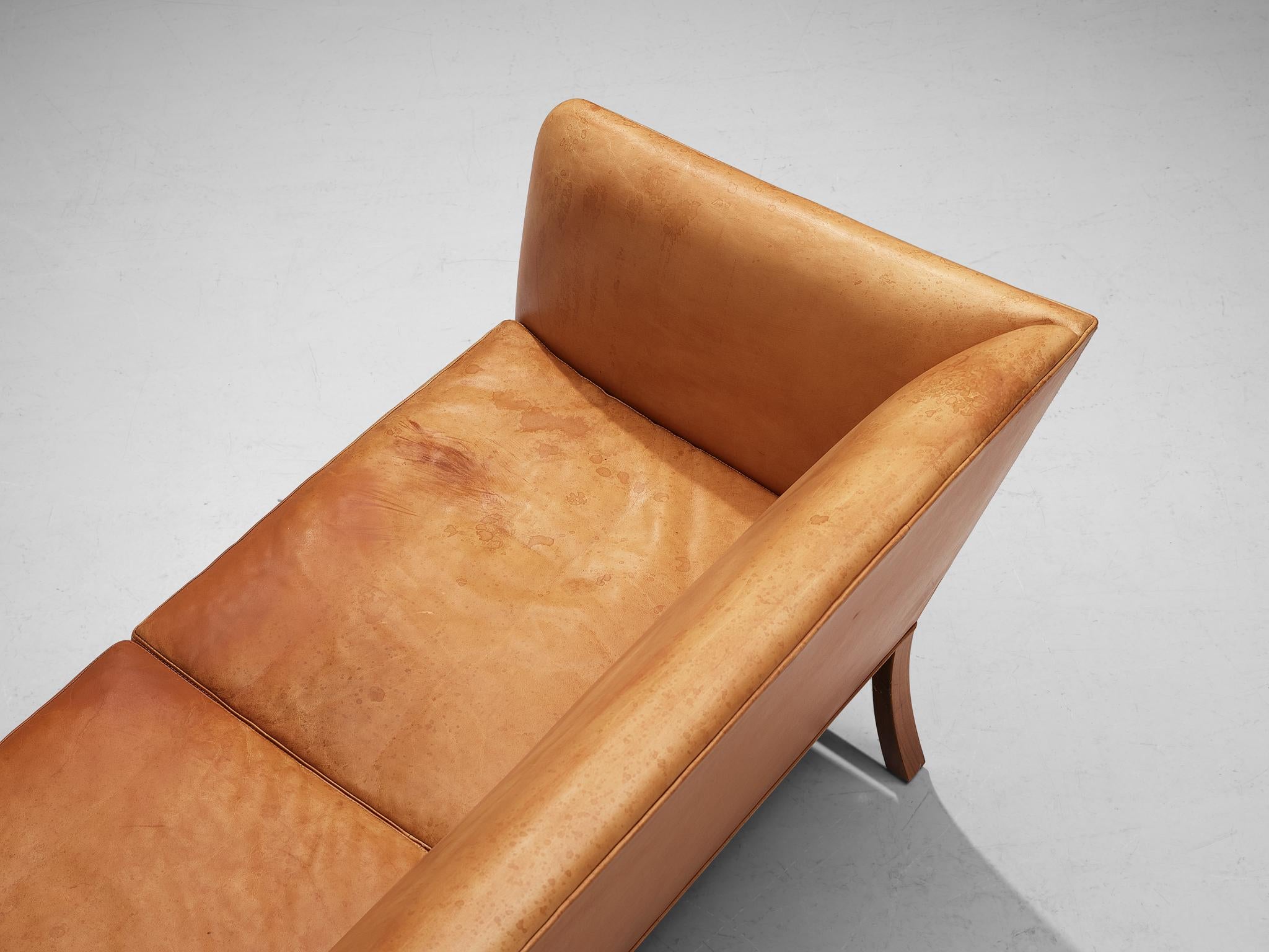 Ole Wanscher for A.J. Iverseren Sofa in Camel Leather and Walnut