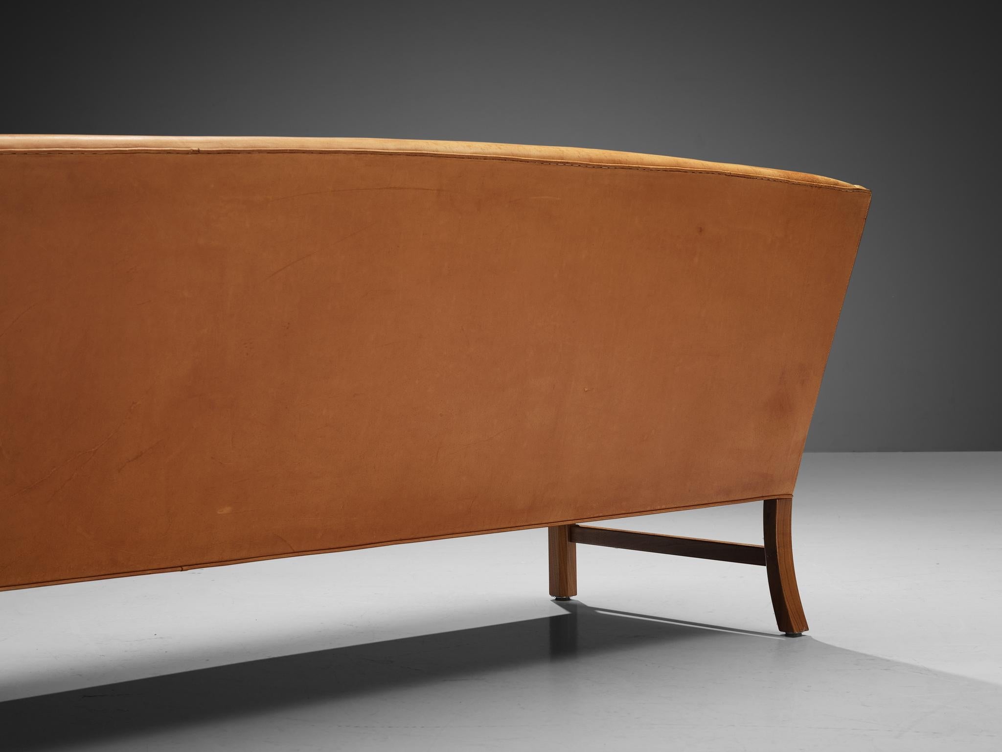 Ole Wanscher for A.J. Iverseren Sofa in Camel Leather and Walnut