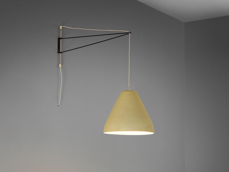 Italian Mid-Century Modern Wall Lamp with Yellow Shade