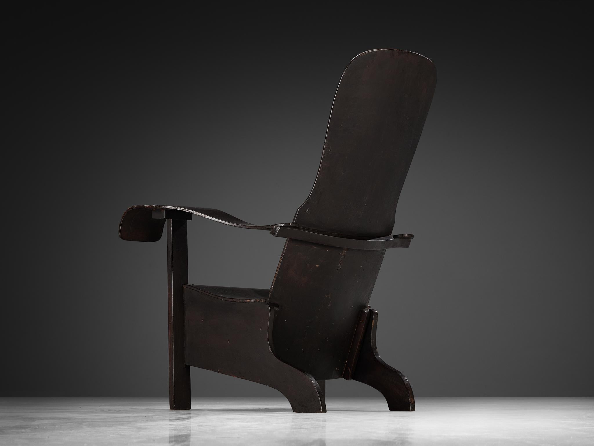 Brazilian Lounge Chair in Dark Laminated Wood by Móveis Cimo