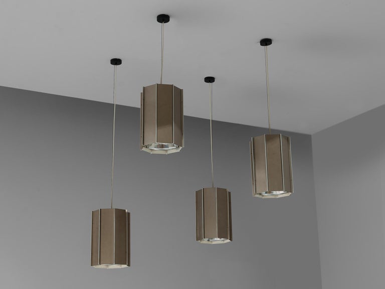 Large RAAK Pendants Model 'B-1011' in Aluminum and Perspex