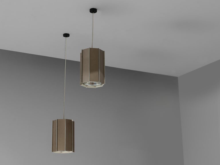 Large RAAK Pendants Model 'B-1011' in Aluminum and Perspex