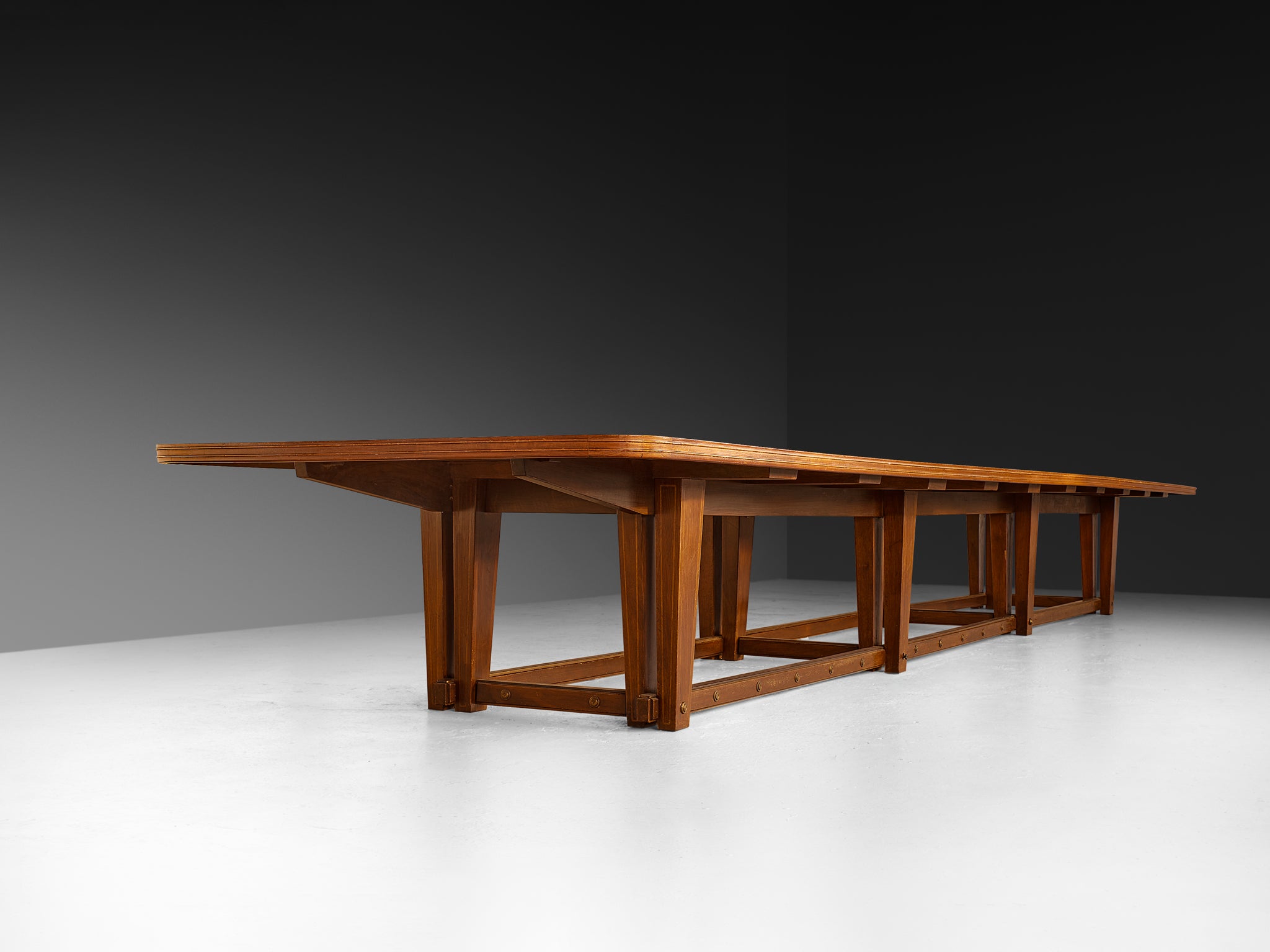 Monumental Table in Walnut with Decorative Inlay