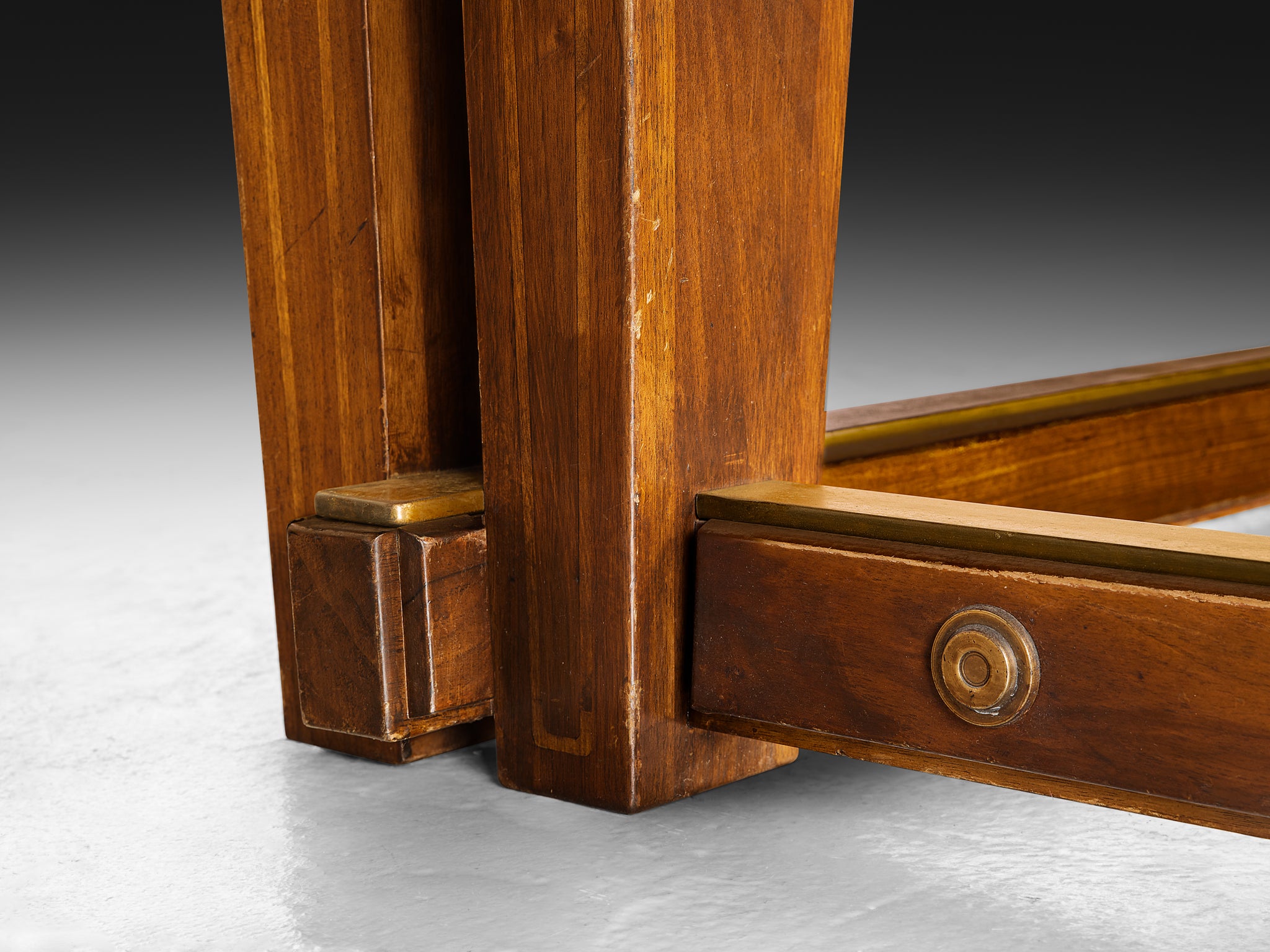 Monumental Table in Walnut with Decorative Inlay