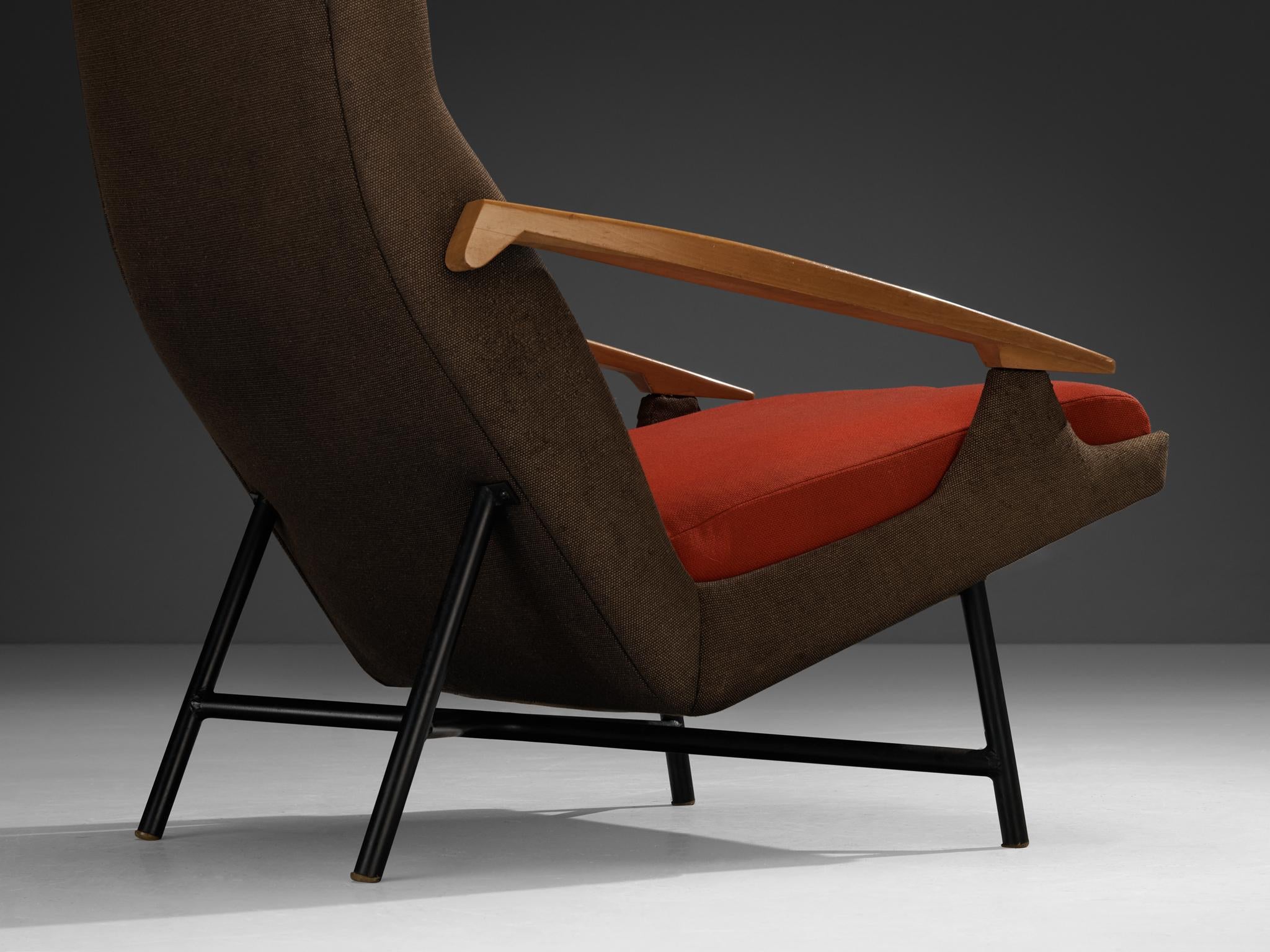 Claude Vassal Pair of Lounge Chairs in Duo Tone Upholstery