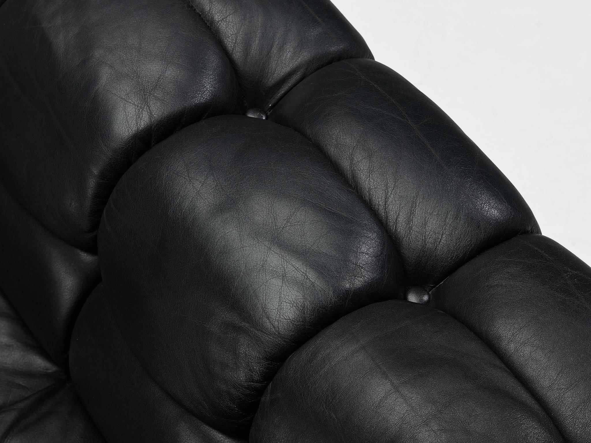 Edward Wormley for Dunbar Tufted 'Party' Club Chair in Black Leather