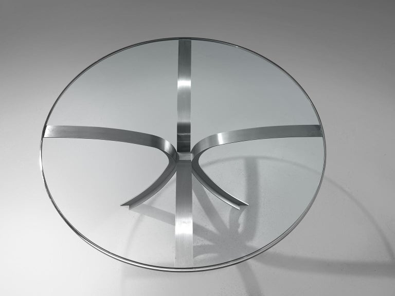 Xavier Fréal Dining or Center Table in Glass and Steel