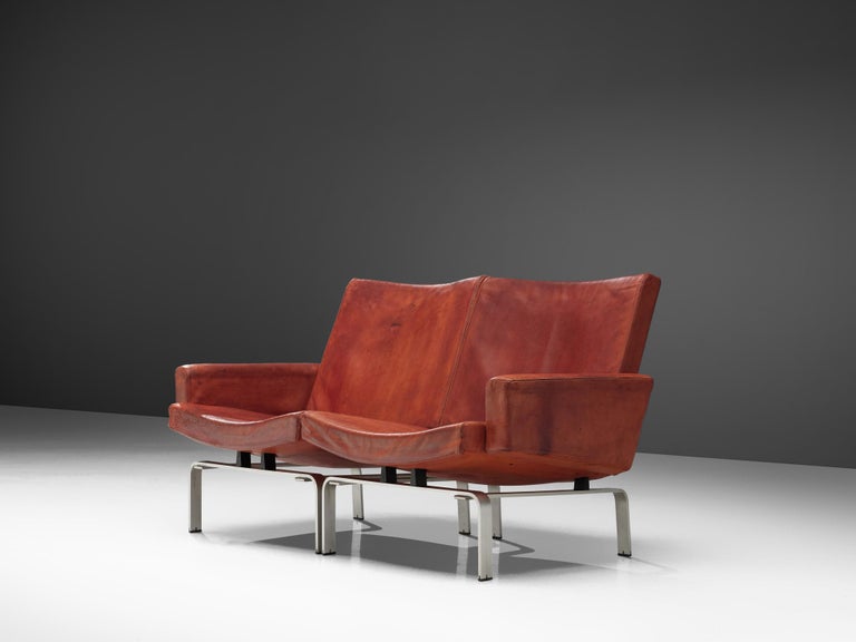 Jorgen Høj for Niels Vitsøe Sofa in Red Patinated Leather