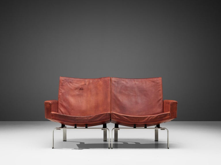 Jorgen Høj for Niels Vitsøe Sofa in Red Patinated Leather