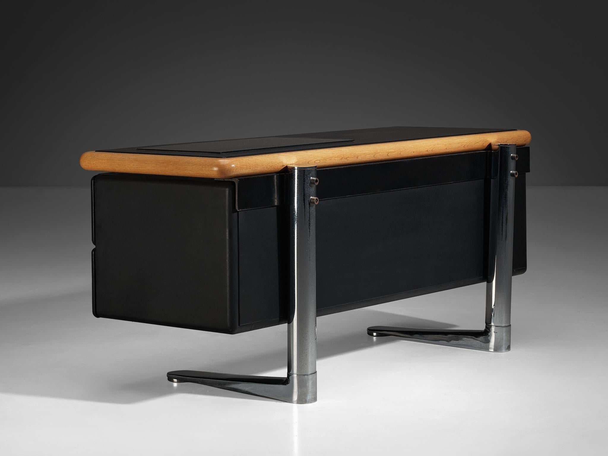 Warren Platner for Knoll Sideboard in Original Black Leather