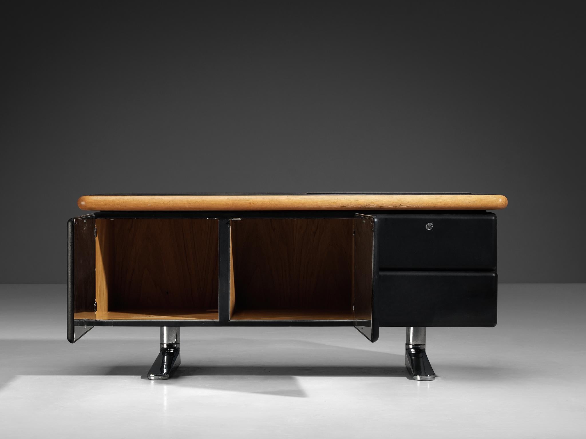 Warren Platner for Knoll Sideboard in Original Black Leather