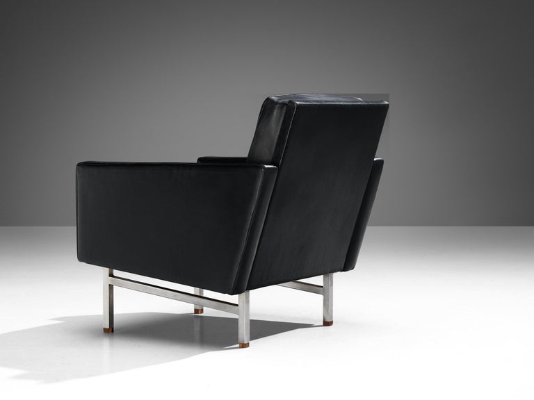 Karl Erik Ekselius Lounge Chair in Original Black Leather