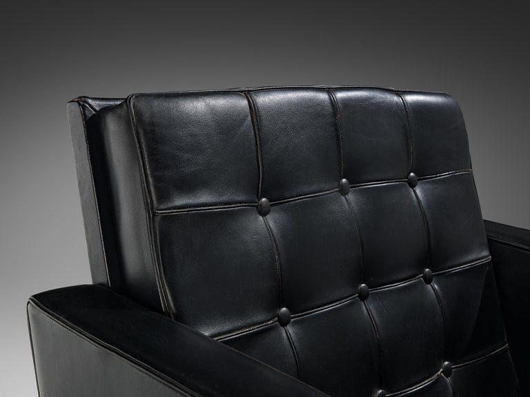 Karl Erik Ekselius Lounge Chair in Original Black Leather