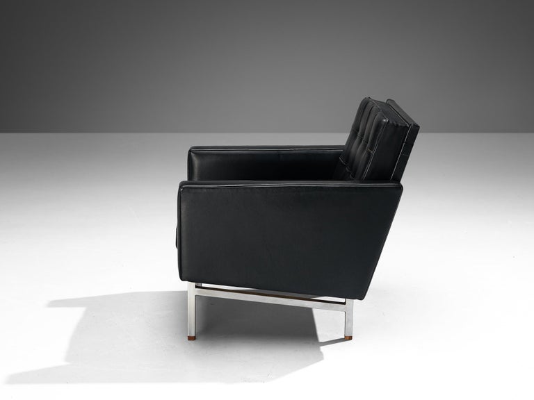 Karl Erik Ekselius Lounge Chair in Original Black Leather