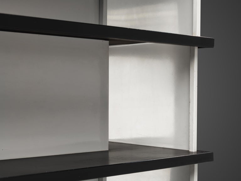 Wim Rietveld Free-Standing Bookcase in Black and White Metal