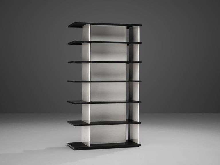 Wim Rietveld Free-Standing Bookcase in Black and White Metal