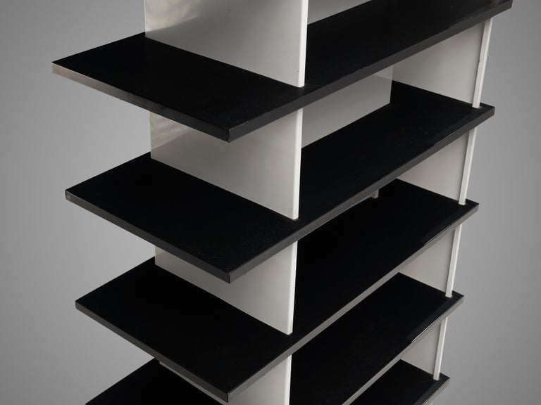 Wim Rietveld Free-Standing Bookcase in Black and White Metal