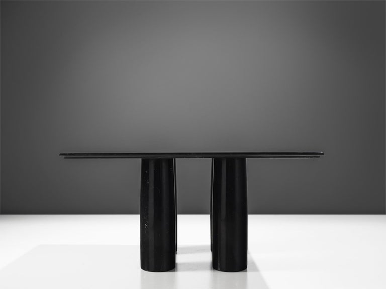 Architectural Mario Bellini 'Il Colonnato' Dining Table in Black Marble