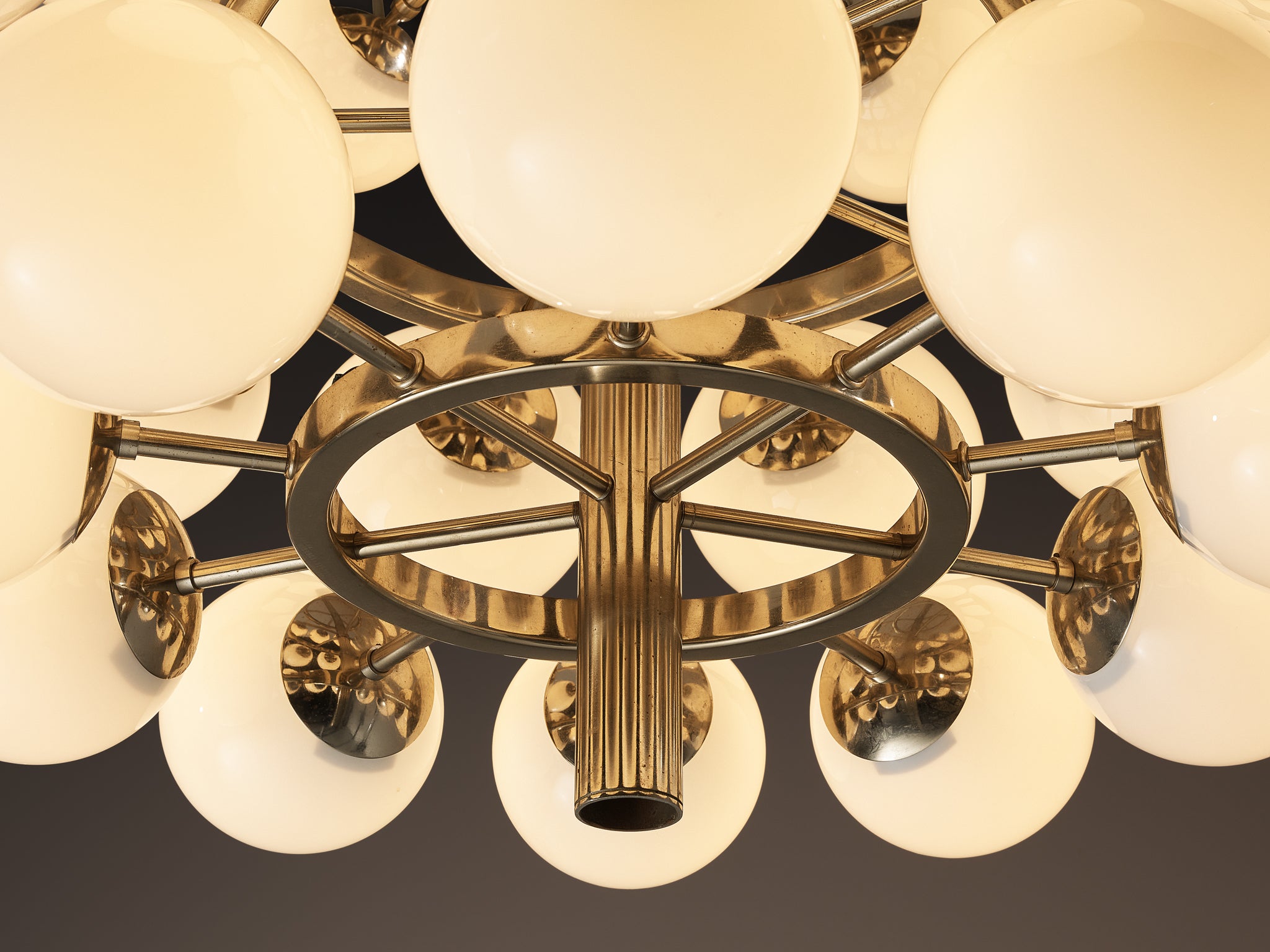 Large Sputnik Chandelier with Thirty White Glass Globes 125cm/49.21in.