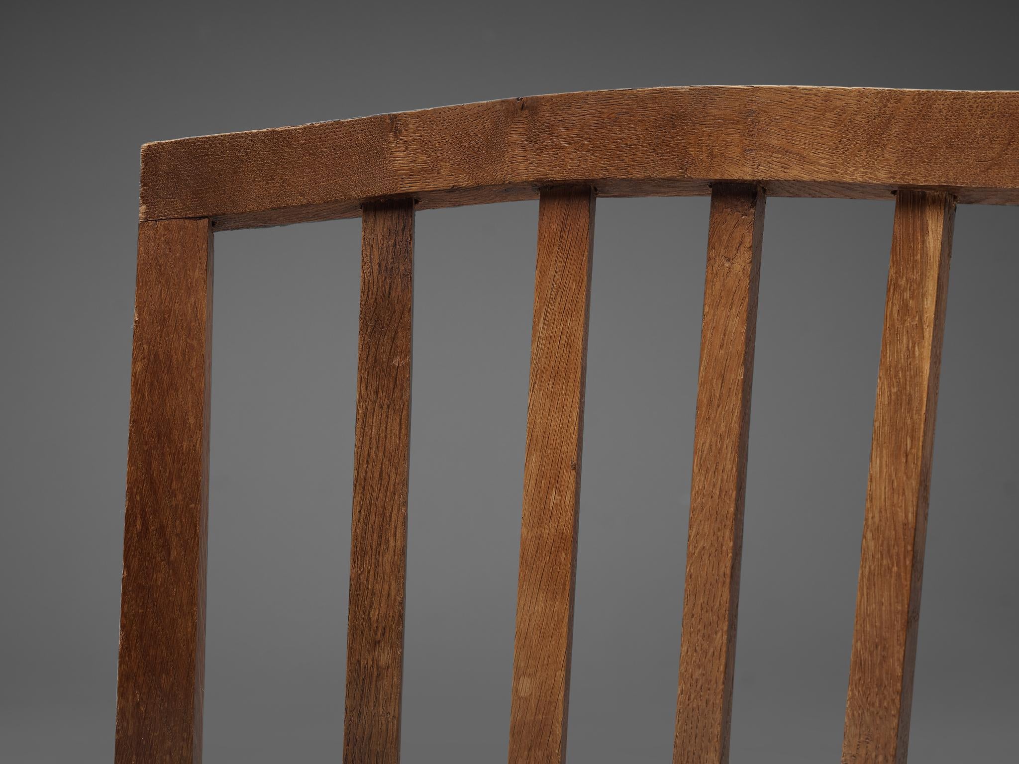 Dutch Dining Chairs in Stained Oak and Paper Cord Seating