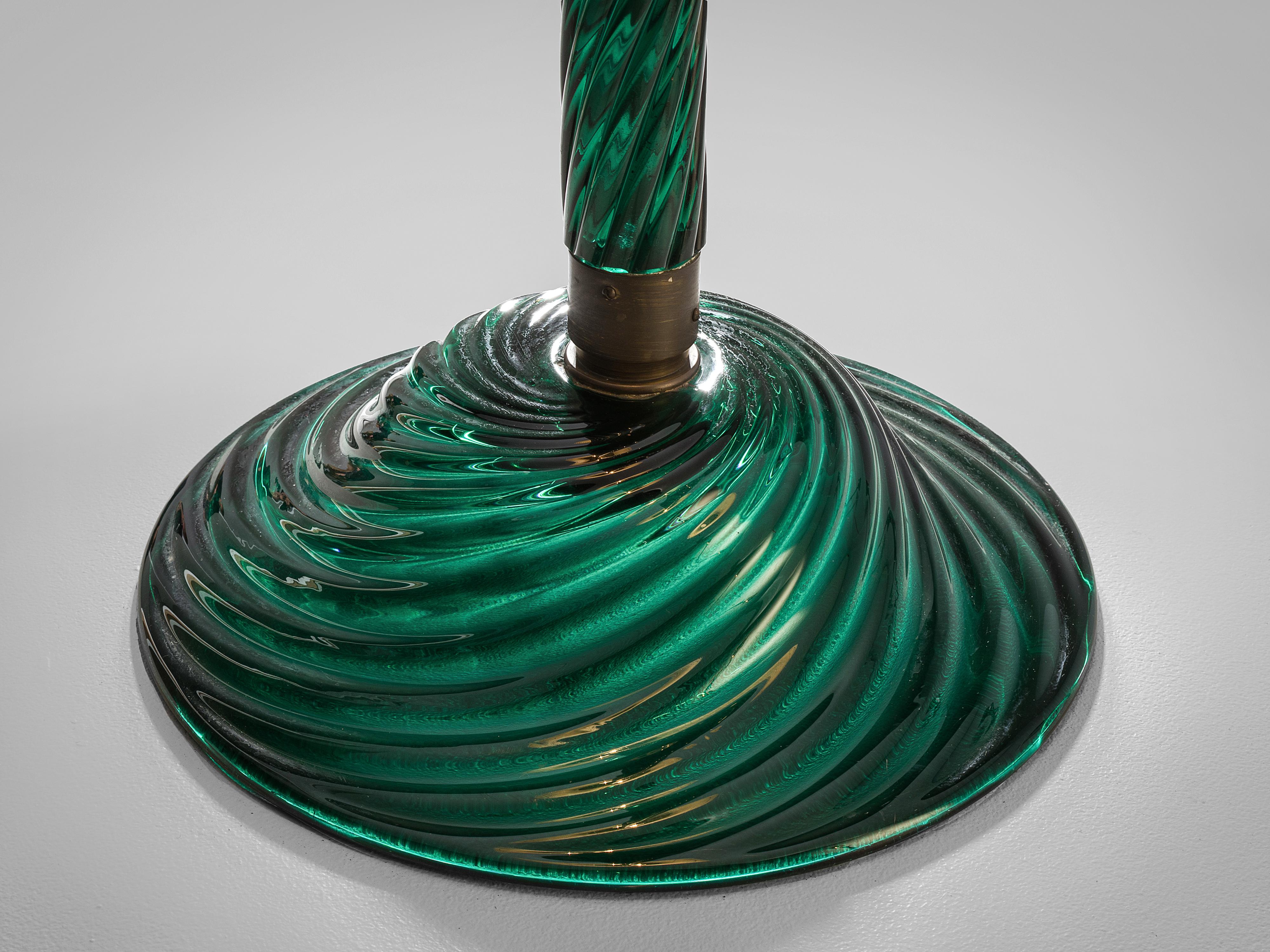 Italian Floor Lamp in Green Glass