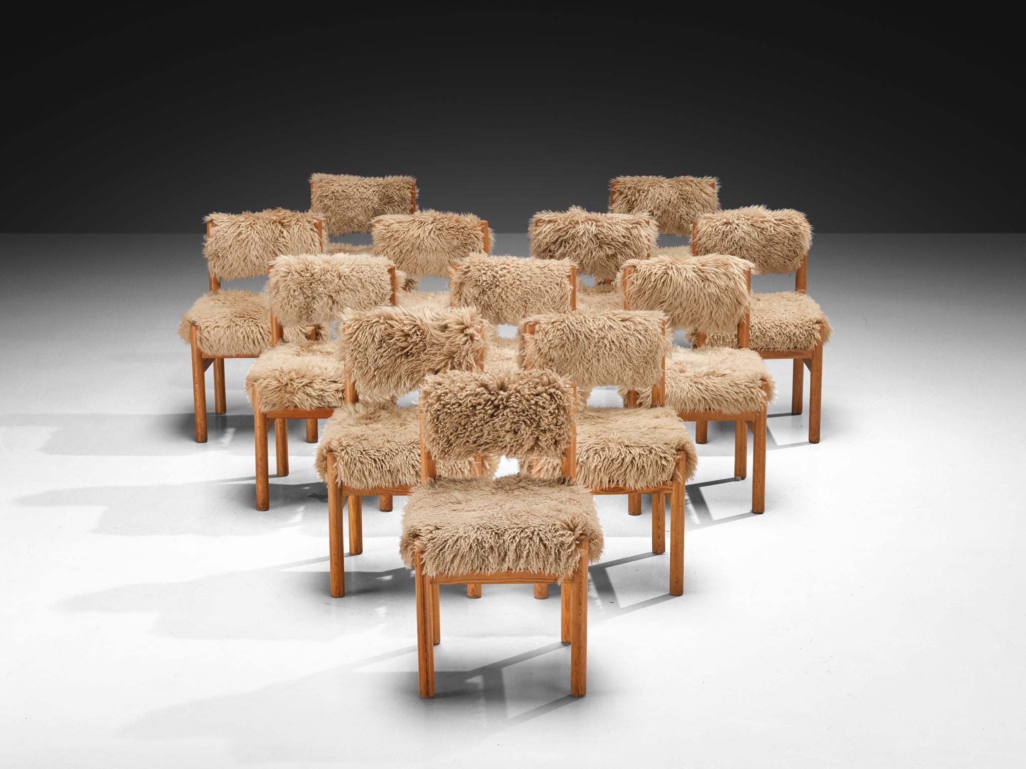 Dining Chairs in Pine and Sheepskin