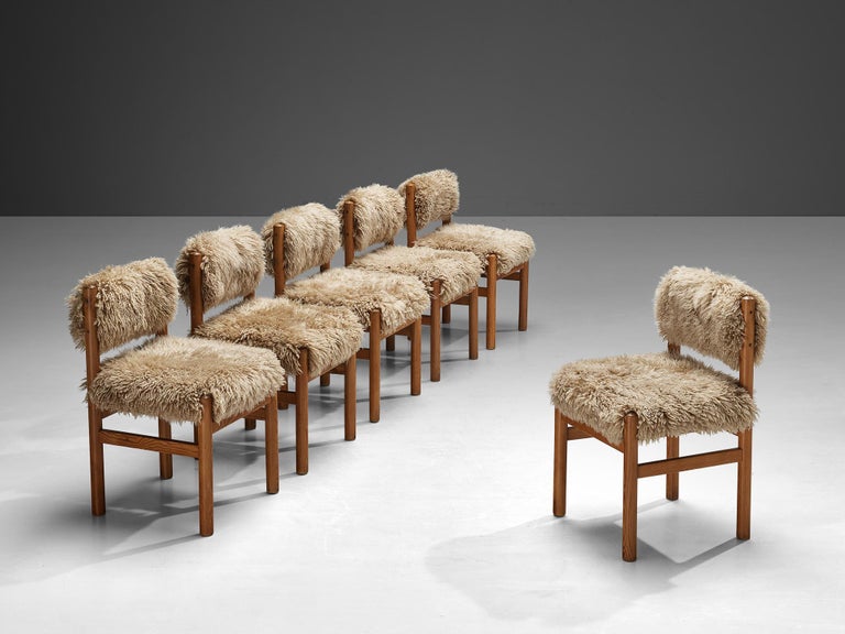 Dining Chairs in Pine and Sheepskin