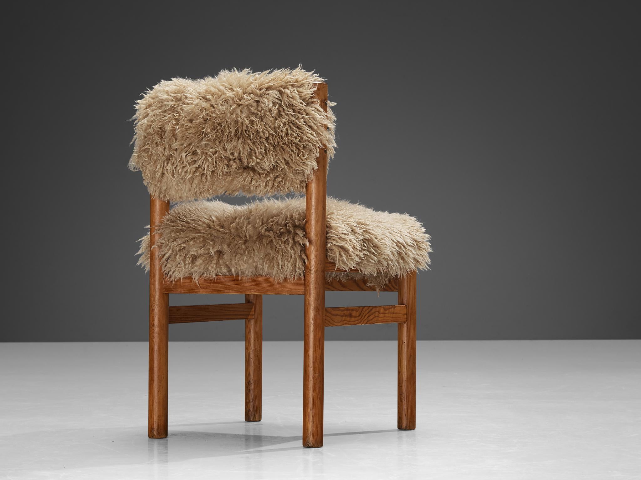 Dining Chairs in Pine and Sheepskin