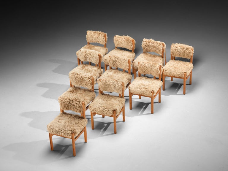 Dining Chairs in Pine and Sheepskin