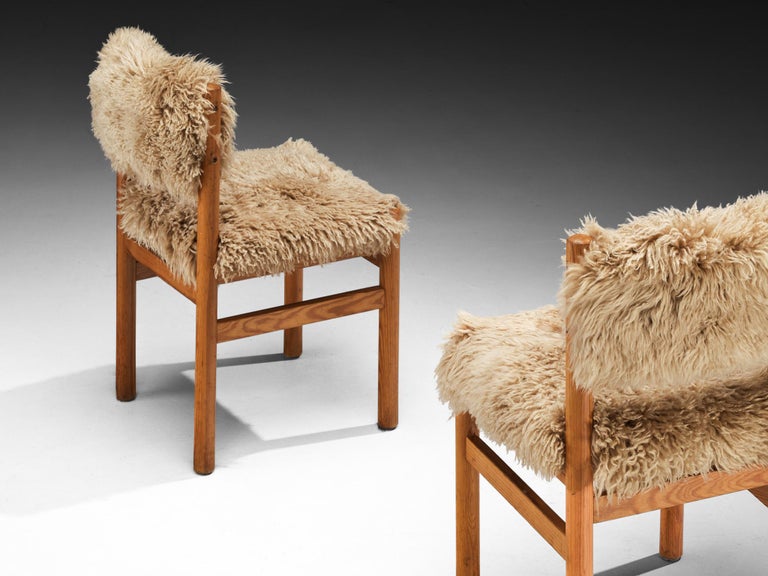 Dining Chairs in Pine and Sheepskin