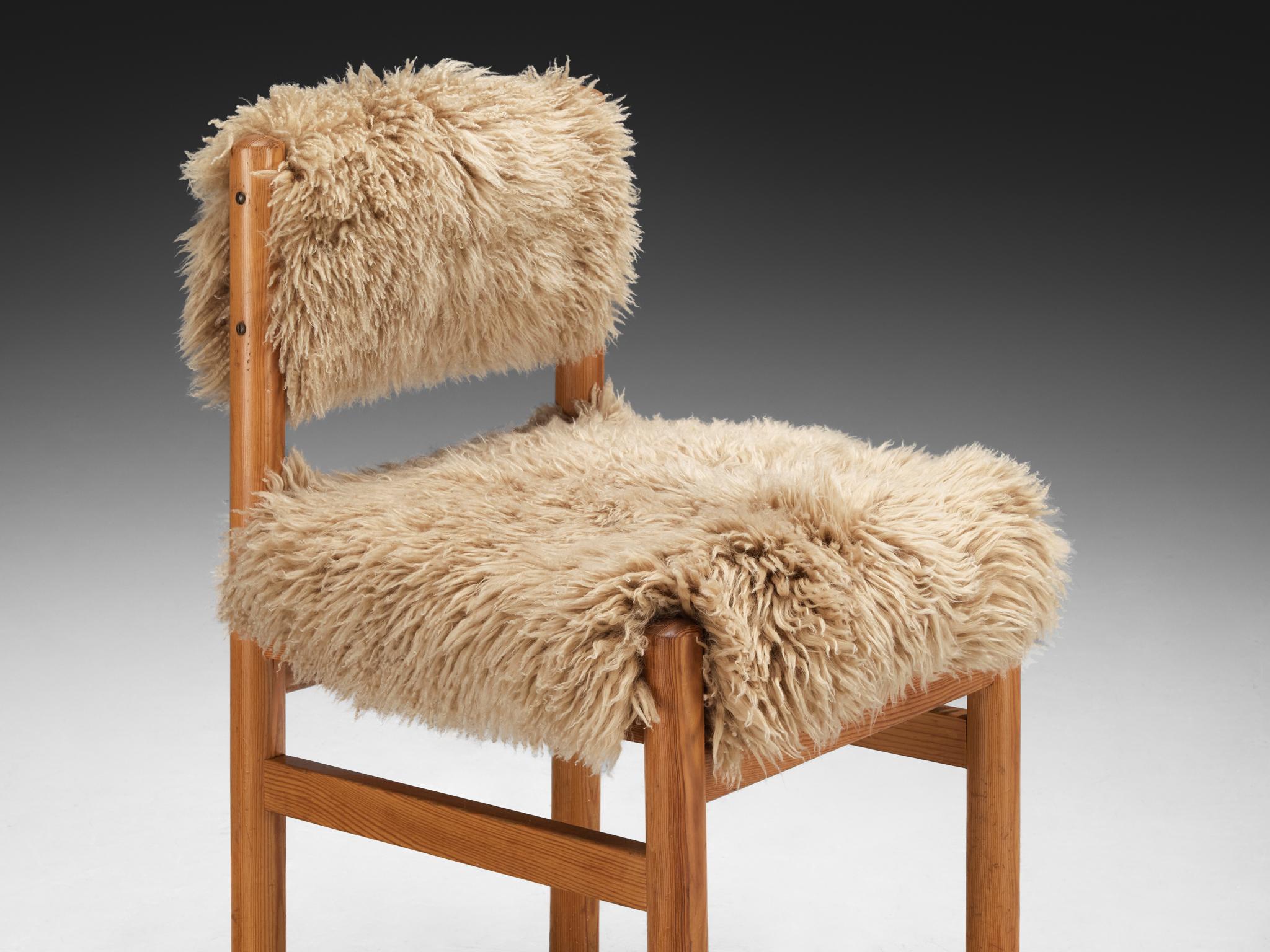 Dining Chairs in Pine and Sheepskin