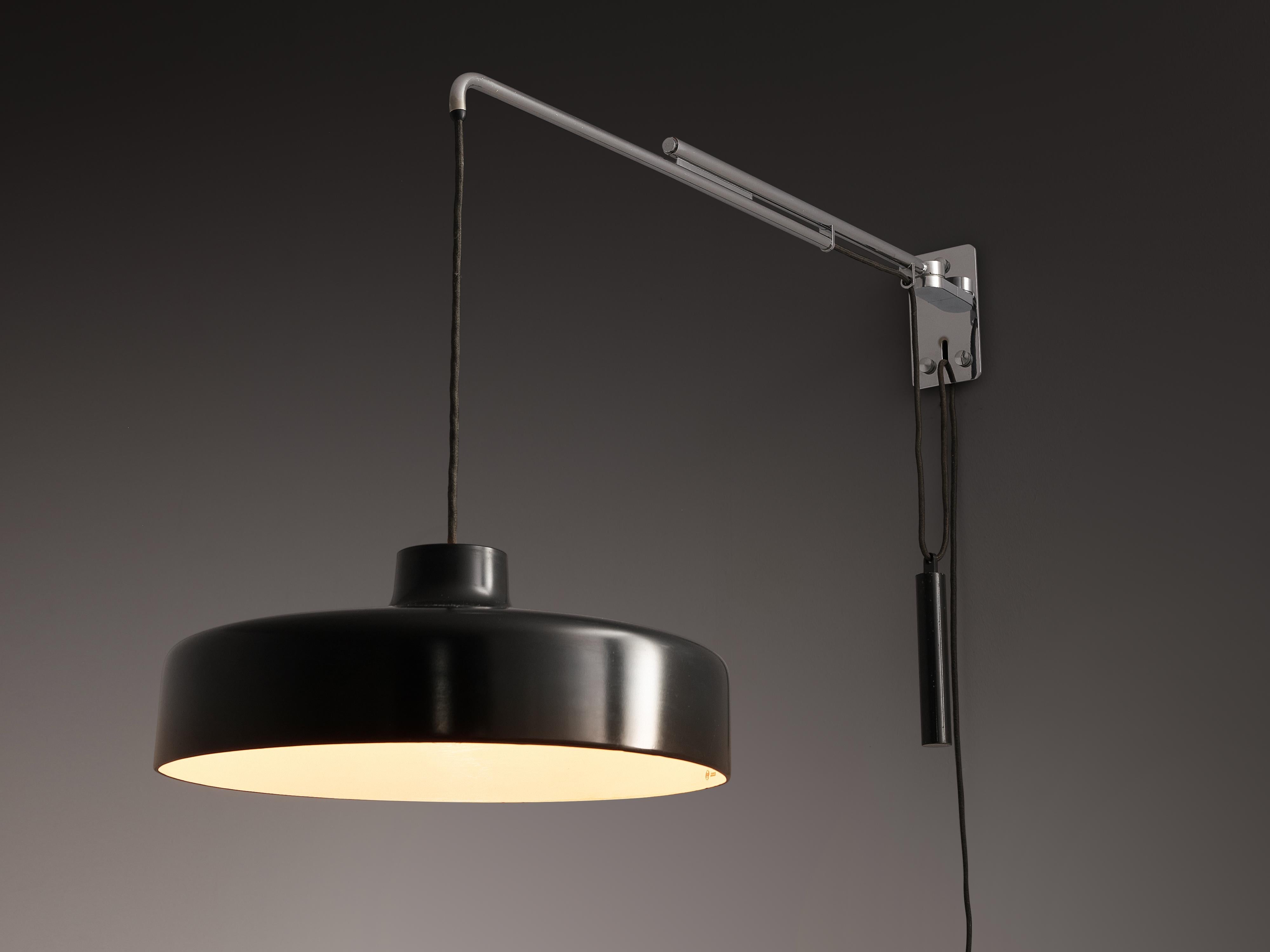 Gino Sarfatti for Arteluce '194N' Wall Light with Black Shade