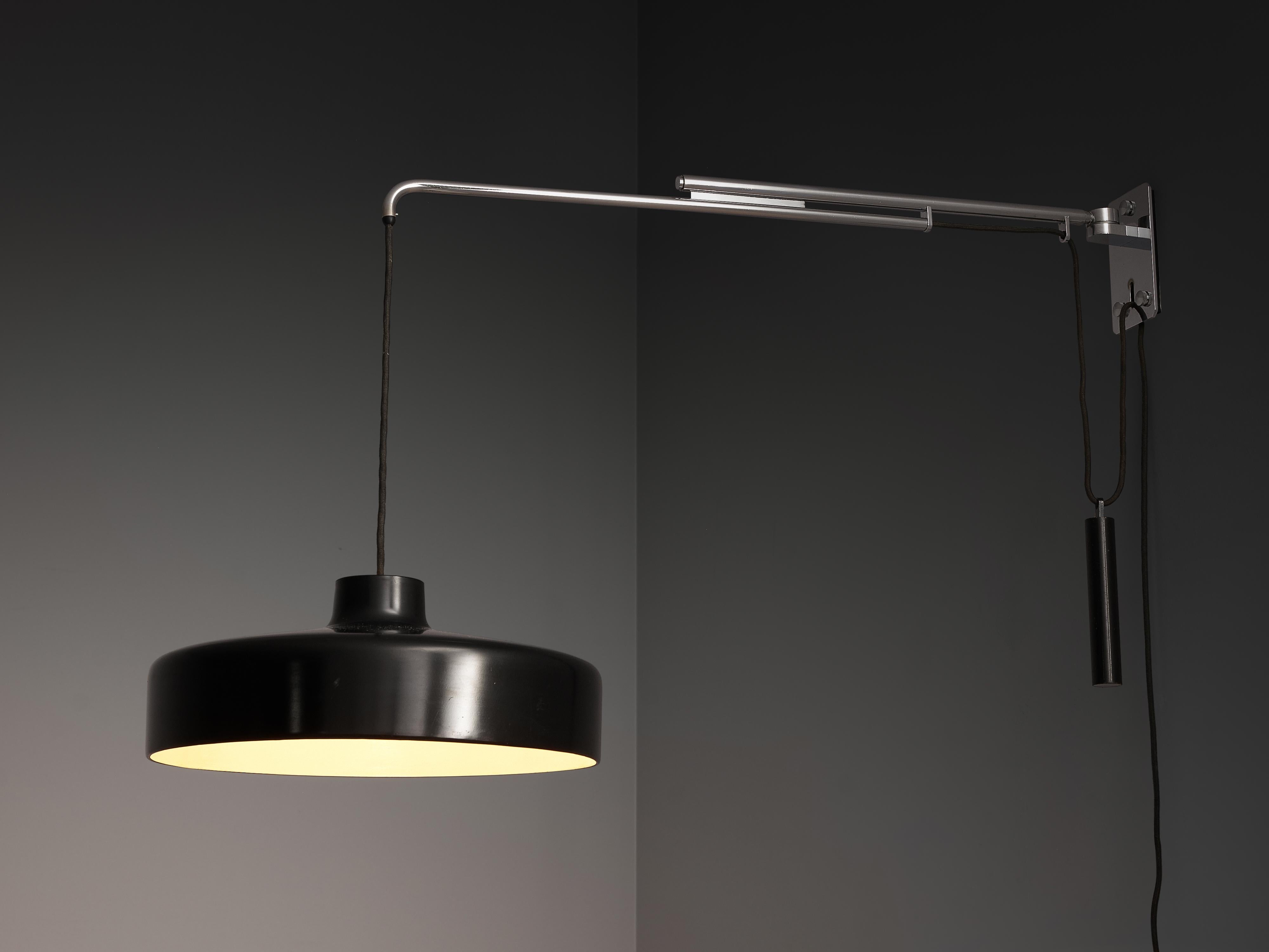 Gino Sarfatti for Arteluce '194N' Wall Light with Black Shade