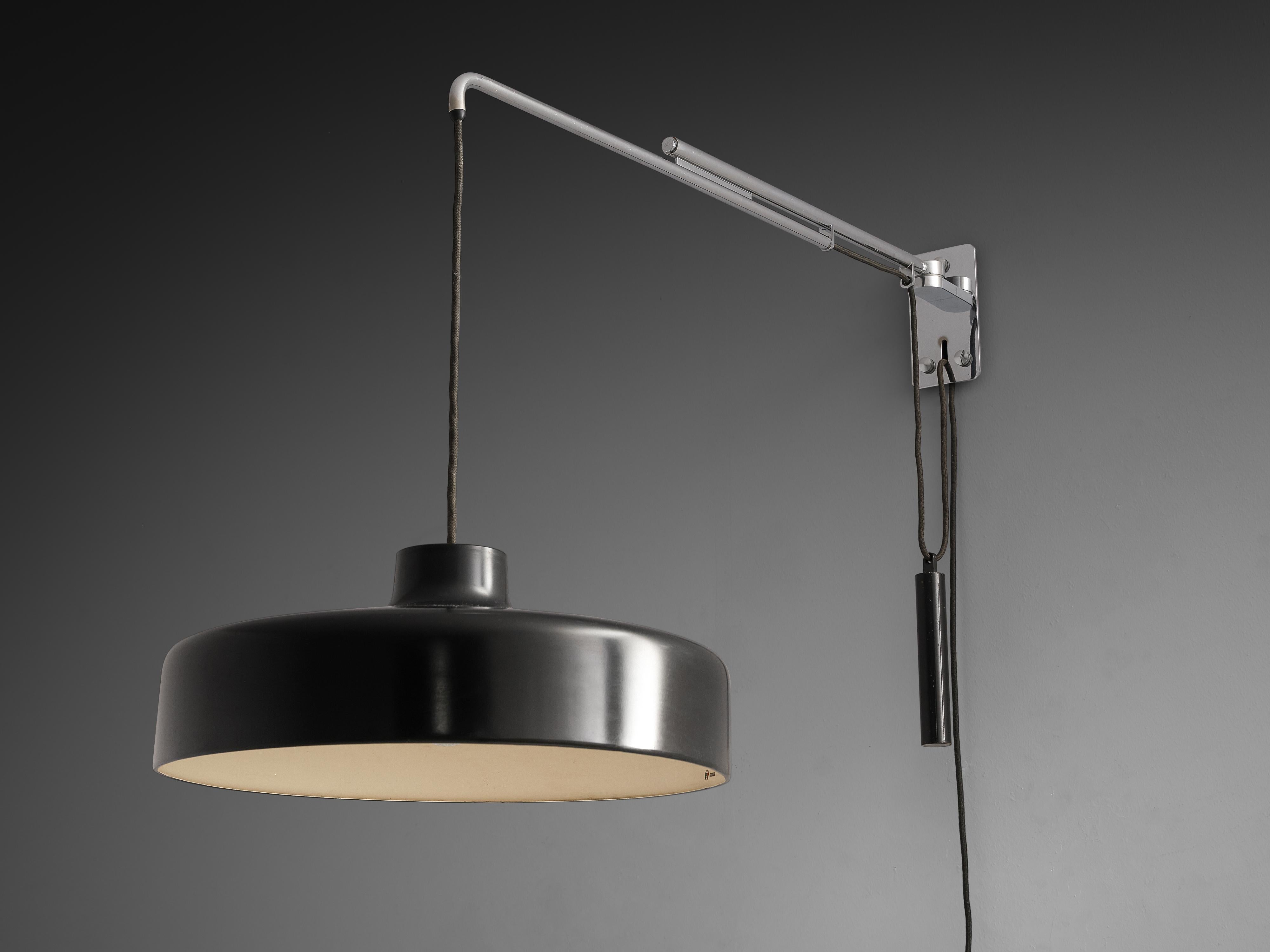 Gino Sarfatti for Arteluce '194N' Wall Light with Black Shade