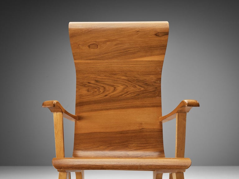 Auke Komter for Metz & Co Rare Armchair in Walnut Plywood