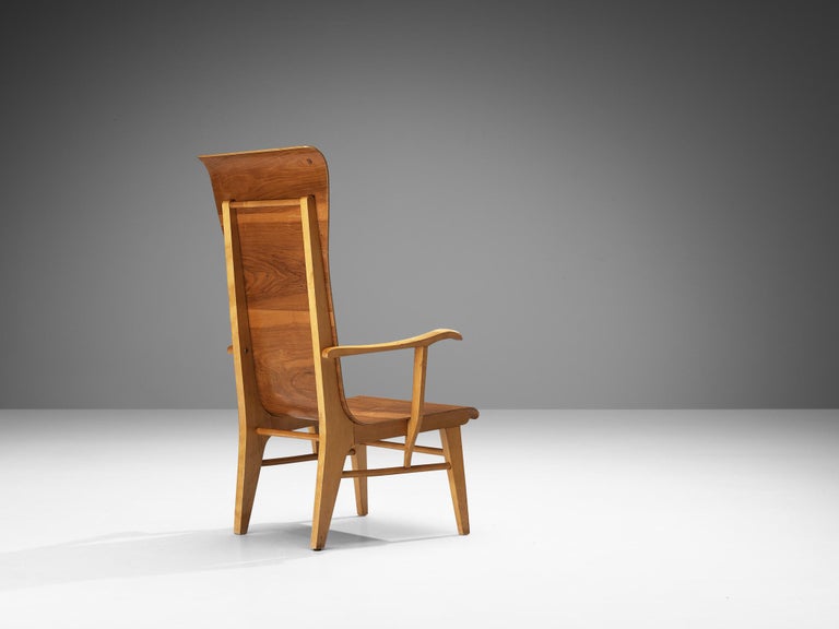 Auke Komter for Metz & Co Rare Armchair in Walnut Plywood